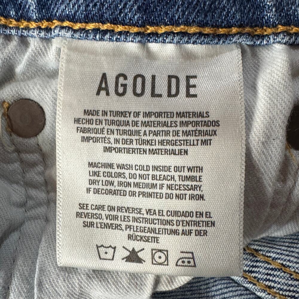 AGOLDE SZ 26 Pinch Waist Skinny Jeans Zip-Fly Hi-Rise Distressed Stretch Blue - Picture 7 of 9